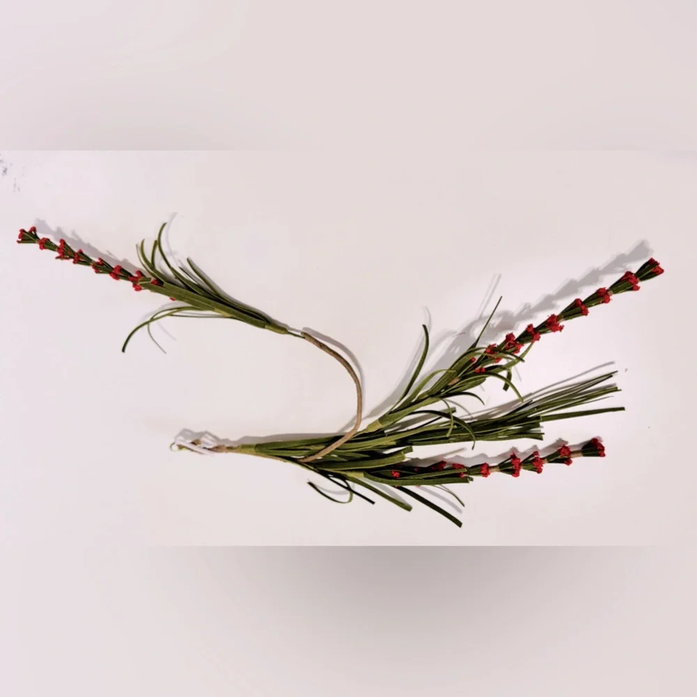 Elegant Red Berries & Green Artificial Floral Spray